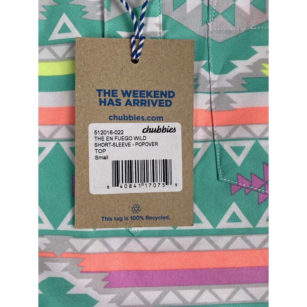 NEW Chubbies The En Fuegos Short Sleeve Poplin Button Down Shirt Men’s Small - Picture 5 of 5